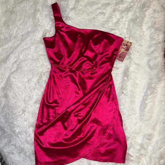 NWT Altar’d State Emerald Sundae Pink One Shoulder Dress size XL Formal Wedding - Picture 2 of 5